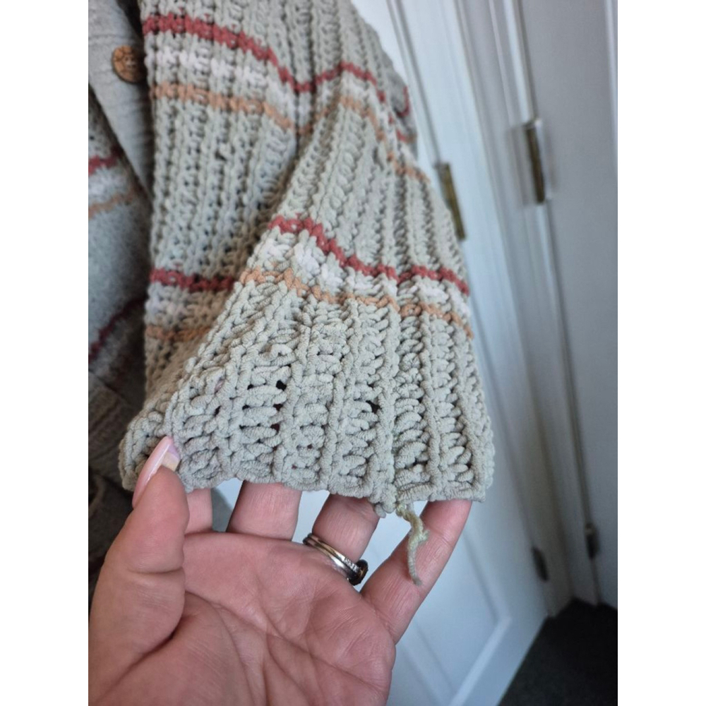 Women's POL Beige Striped Cardigan Sweater - Picture 2 of 8